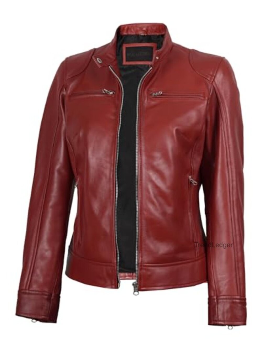 Cafe Racer Lambskin Leather Jacket for Women